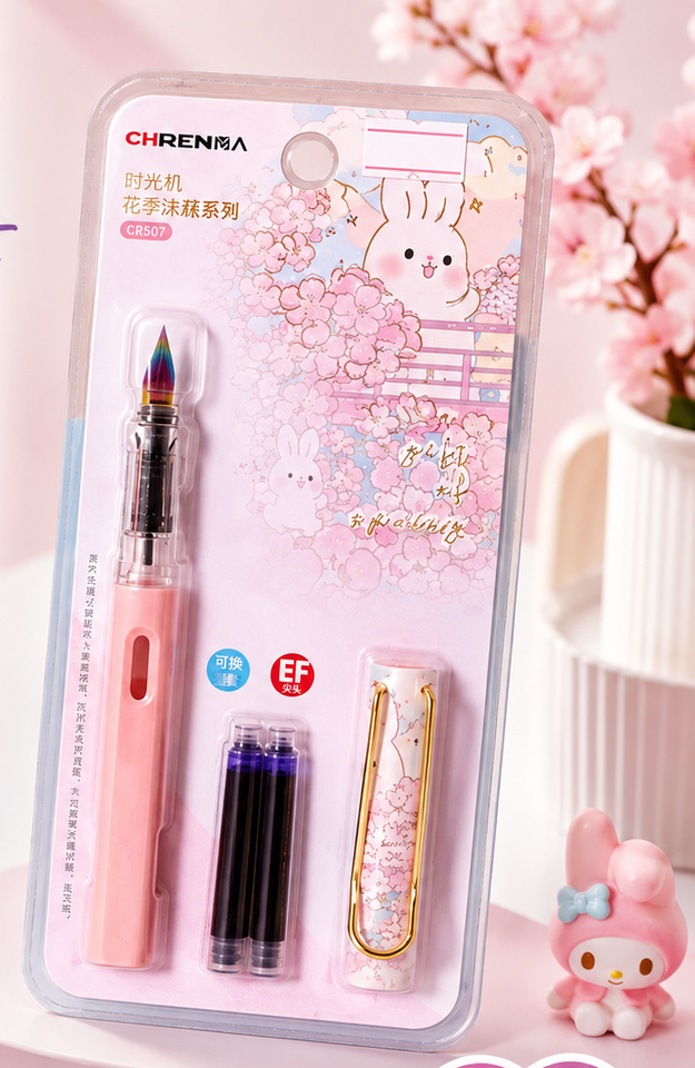 Pastel Luxury Fountain Pen Gift Set with Extra Ink Cartridges – Elegant Writing Pen Kit