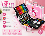 145 Pieces Deluxe Art Set in Aluminum Briefcase – Complete Drawing & Painting Kit for Kids, Students & Artists