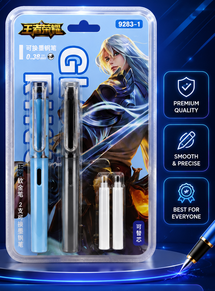 Dual Fountain Pen Set with 2 Ink Refills