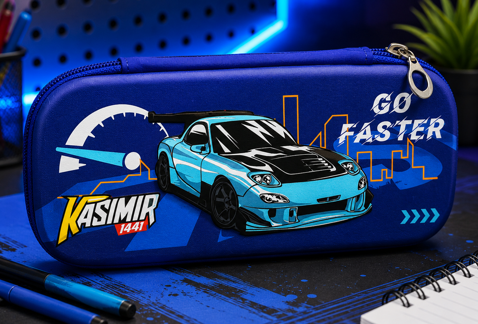 Racing Sports Car Large Capacity Zipper Pencil Pouch