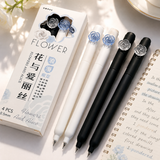 Flower Design Gel Pens 4 Pcs – Cute Floral Fine Tip Pens for Writing, Journaling & Study