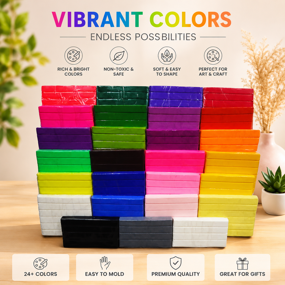 24+ Color Modeling Clay Set – Soft Moldable Dough for Kids, Art & Craft