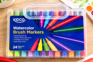 24-Color Watercolor Brush Markers Set with Flexible Brush Tip