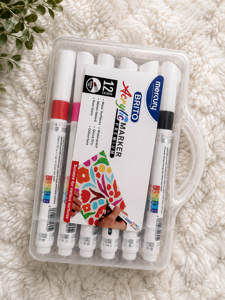 Premium Acrylic Markers – 12 Colors