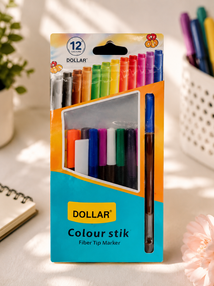 Colour Stik Fiber Tip Markers – 12 Colours