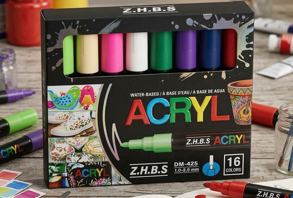 16-Color Water-Based Acrylic Paint Markers Set