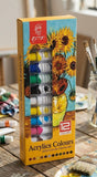 12-Color Acrylic Paint Tube Set – 12ml Artists Water-Resistant Painting Kit