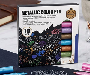 10-Piece Premium Metallic Color Pen Set for Dark Paper & DIY Crafting