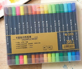 36-Color Dual Tip Water-Soluble Aquarelle Brush Pens Set