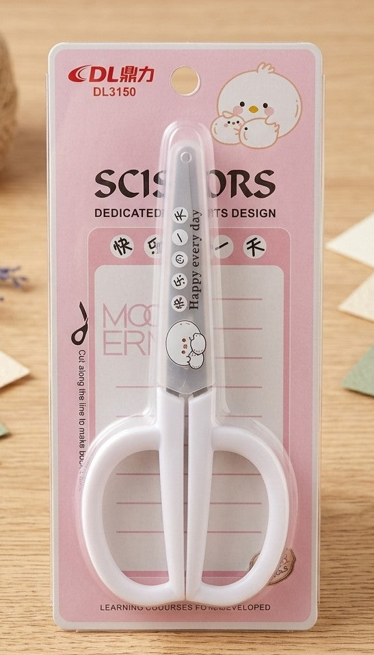 Cute Student Craft Scissors with Safety Blade Cover Cap