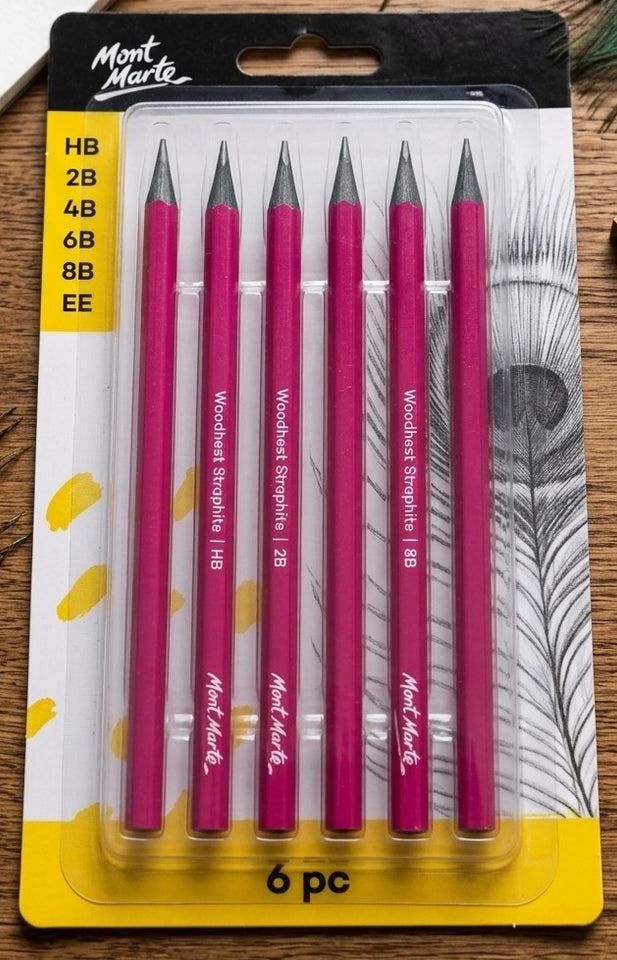 6-Piece Woodless Graphite Sketching Pencil Set for Shading & Drawing