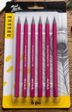 6-Piece Woodless Graphite Sketching Pencil Set for Shading & Drawing
