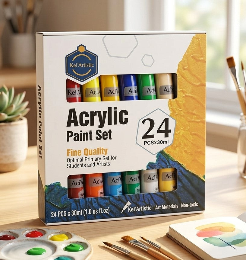 24-Piece Acrylic Paint Set for Artists & Students