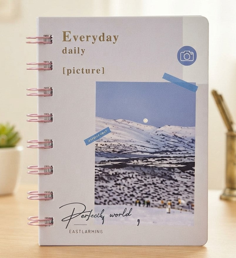 Aesthetic Spiral Notebook –Snow Mountain Daily Journal & Planner