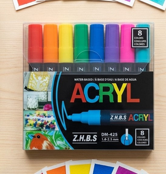 8-Color Water-Based Acrylic Paint Markers Set