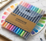 12-Color Water-Soluble Aquarelle Brush Pens Set