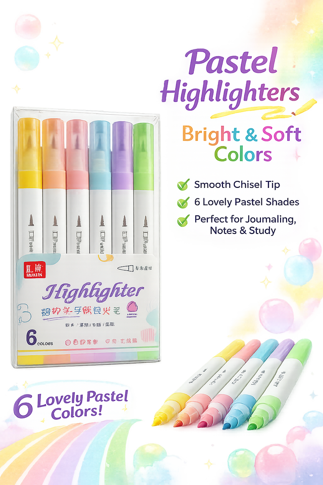 6 Pastel Highlighter Set