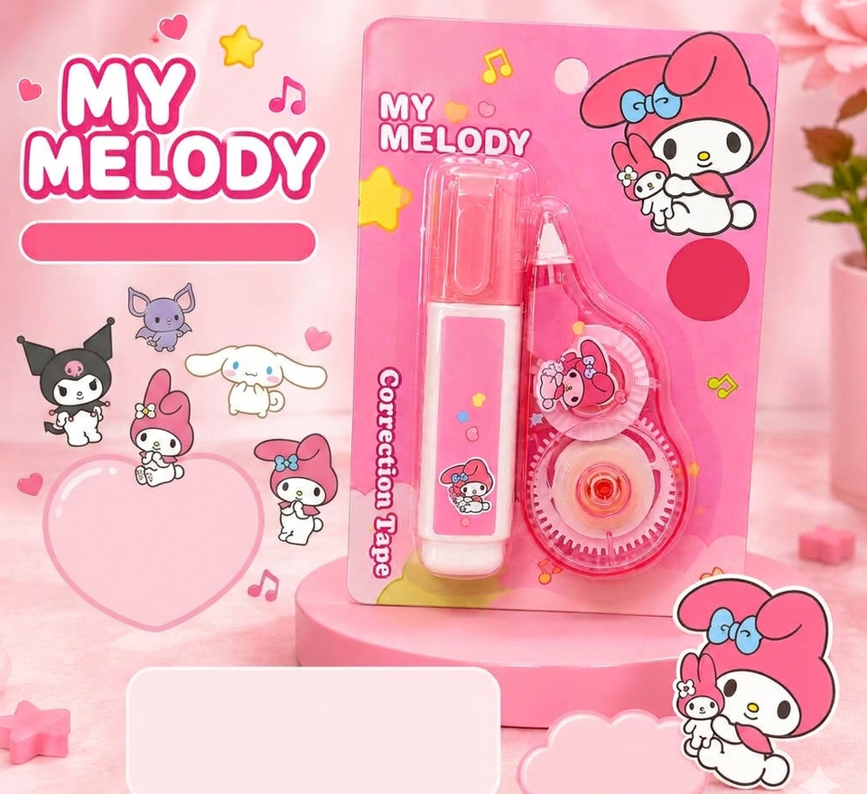 Cute Pink Correction Tape Roller – Kawaii Dry Correction Tape for School & Office