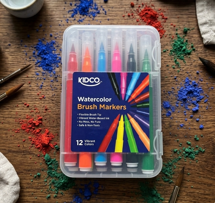 Watercolor Brush Markers Set – 12 Vibrant Colors